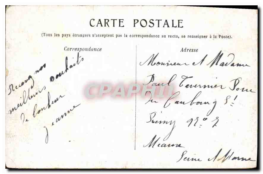 CPA Marseille La Mairie Puget  — Verso