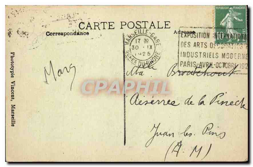 CPA Marseille l'Opera Municipal  — Verso