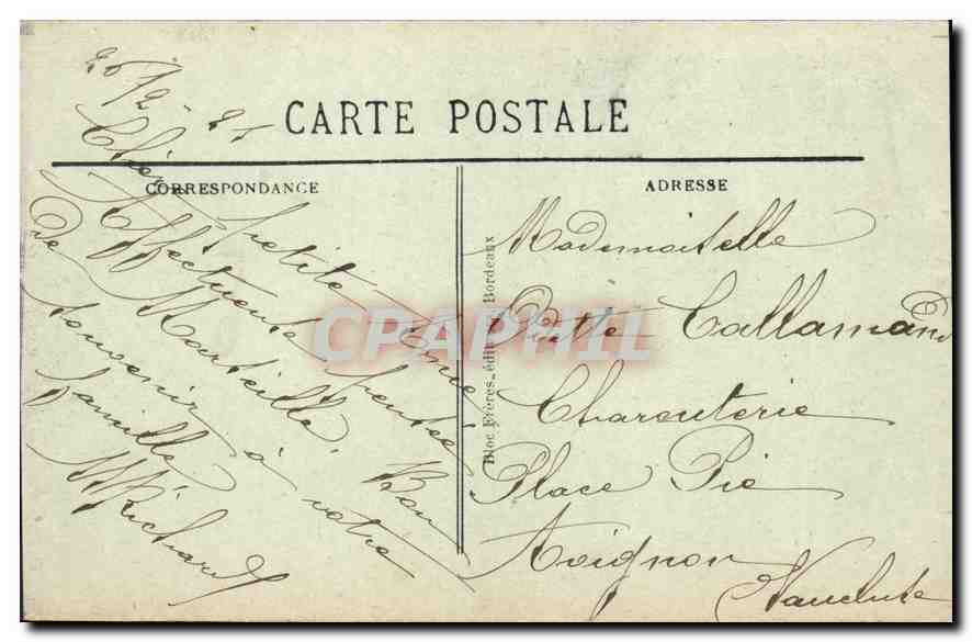 CPA Marseille Place Castellane Fontaine Cantini — Verso