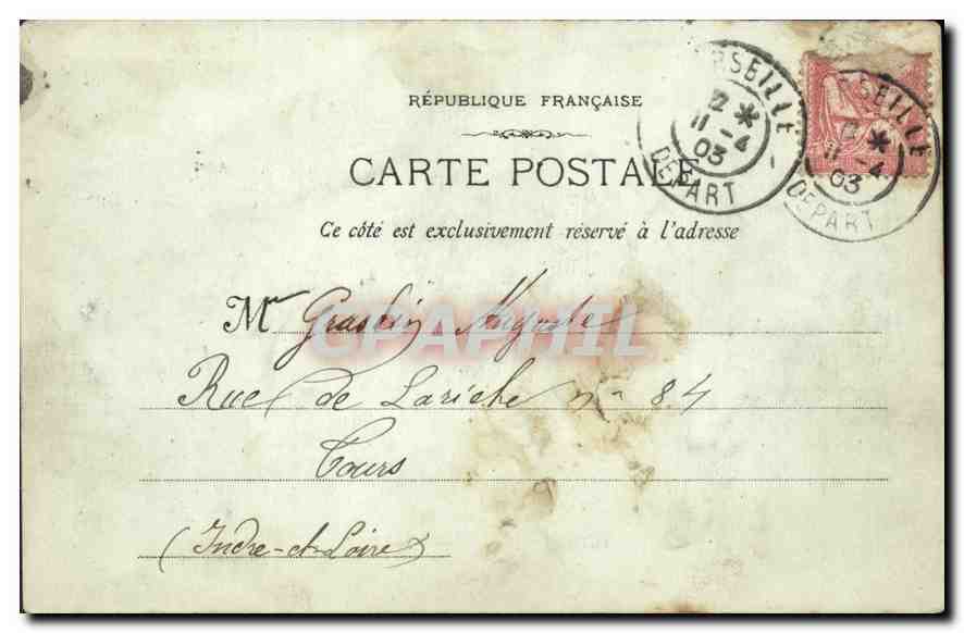 CPA Marseille Le Palais Longchamp  — Verso