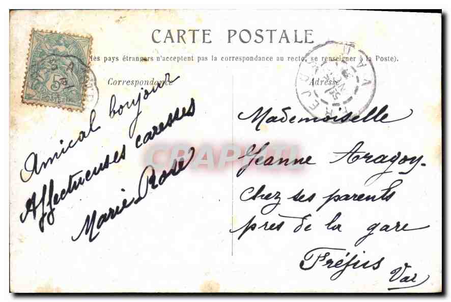 CPA Marseille La Mairie Puget  — Rückseite
