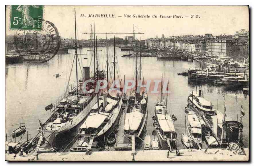 CPA Marseille Vue Generale de Vieux Port Bateaux