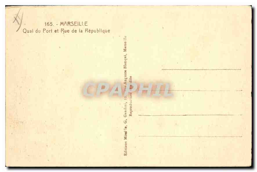 CPA Marseille Quai du Port et Rue de la Republique  — Rückseite