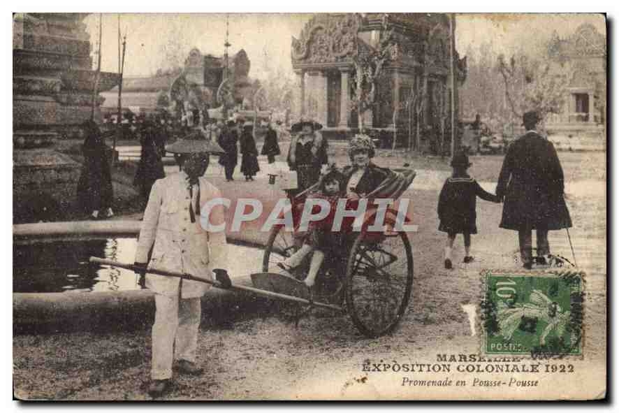 Promenade en Pousse-Pousse — Exposition Coloniale 1922 — Marseille