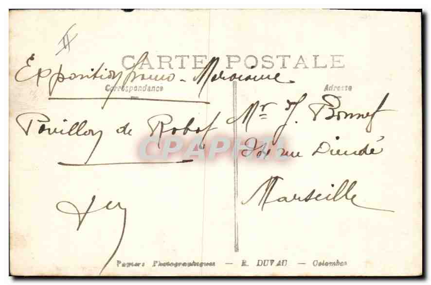 CPA Marseille Exposition Coloniale  — Rückseite