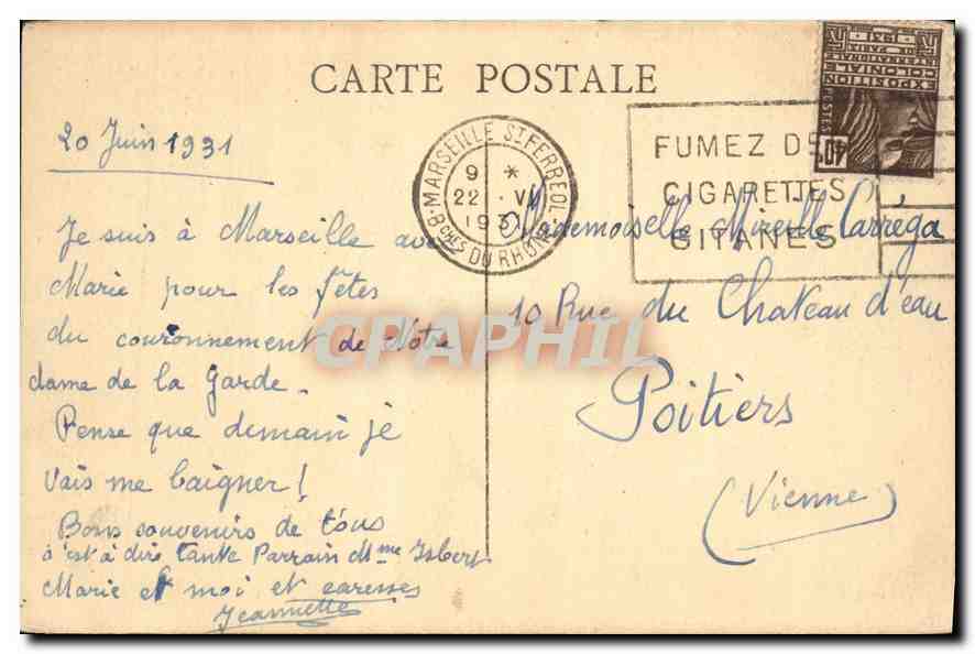 CPA Marseille Le Vieux Port  — Verso