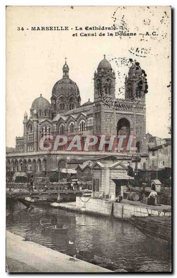 CPA Marseille La Cathedrale et Canal de la Douane 