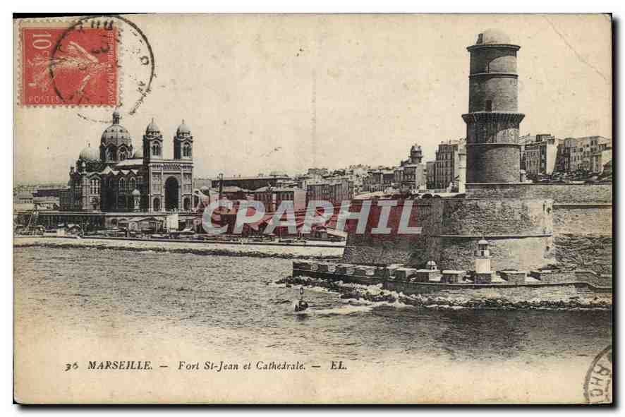CPA Marseille Fort St Jean et Cathedrale 
