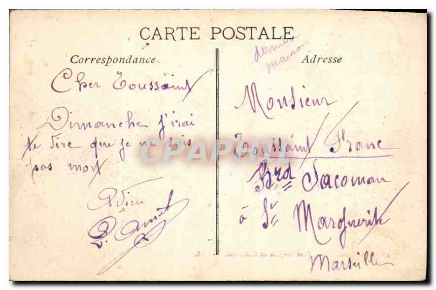 CPA Marseille Fort St Jean et Cathedrale  — Verso