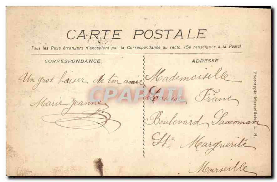 CPA Marseille Le Palais de Justice  — Verso