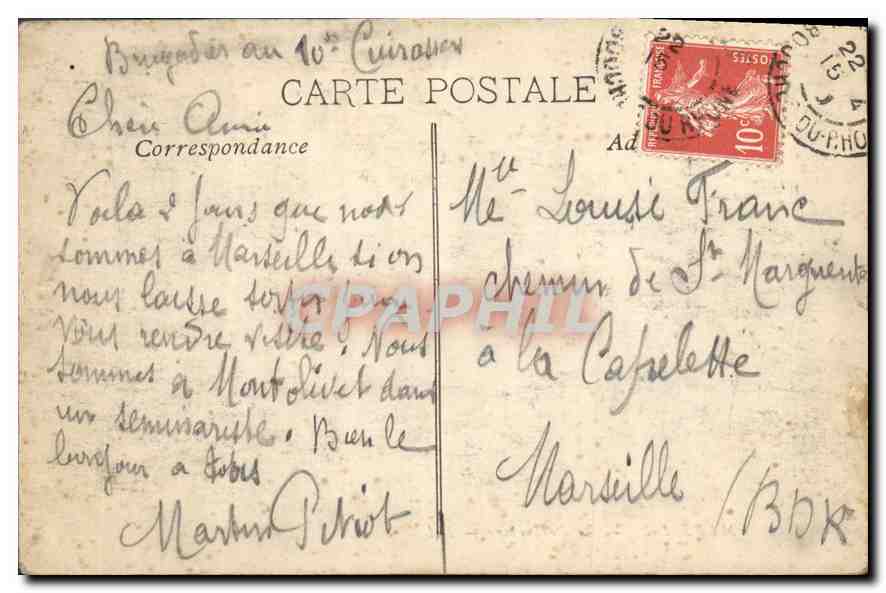 CPA Marseille La Prefecture  — Rückseite
