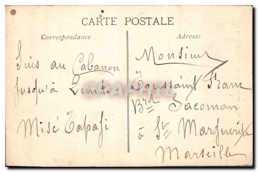 CPA Marseille Monument des Mobiles  — Verso