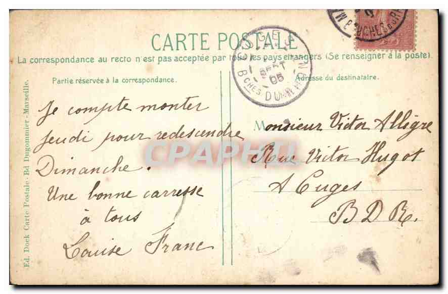 CPA Marseille Rue de la Republique  — Verso