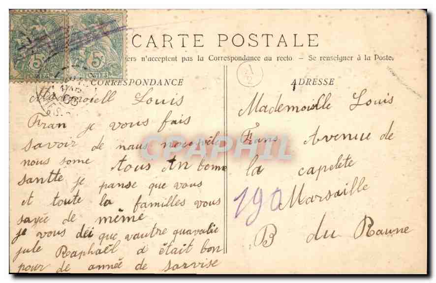 CPA Marseille Le Chateau d'If  — Verso
