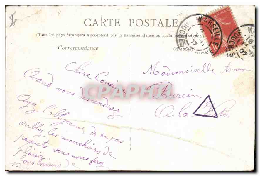 CPA Marseille Institut Pasteur  — Verso