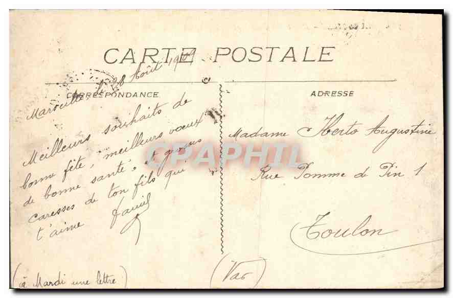 CPA Marseille Hotel des Postes et Telegraphes  — Verso