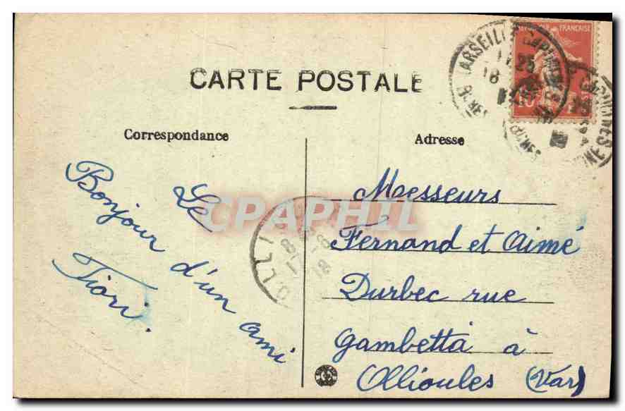 CPA Marseille Porte d'Aix  — Verso