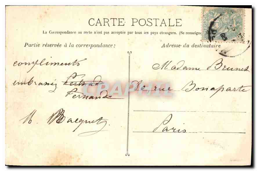 CPA Marseille La Bourse  — Verso