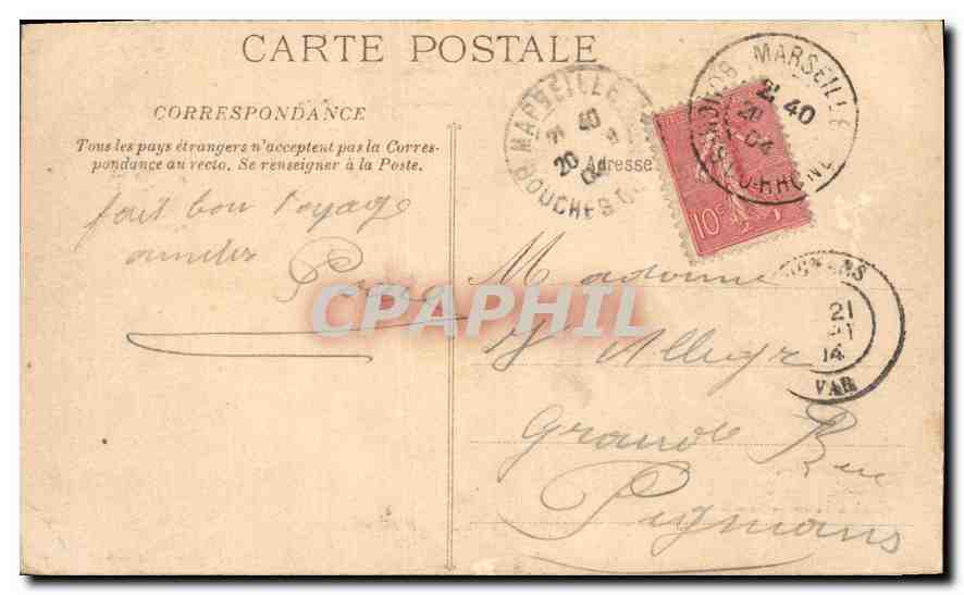 CPA Marseille Le Palais Longchamp  — Verso
