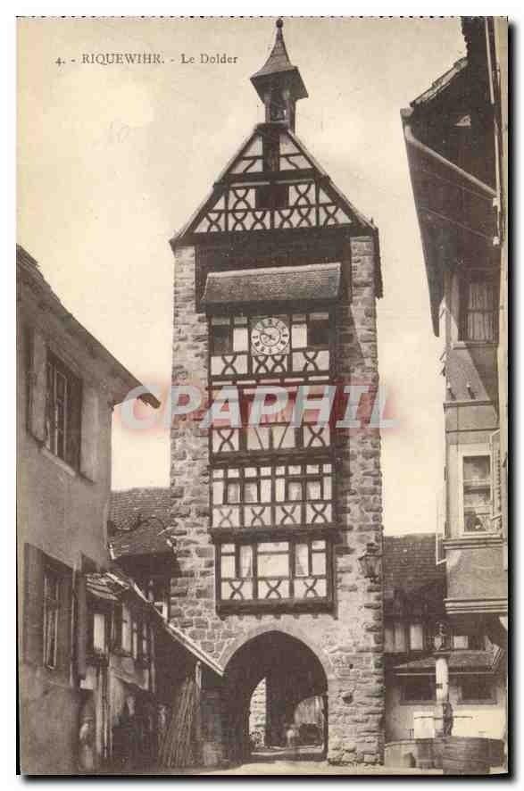 Riquewihr - Le Dolder — tour en pierre avec horloge et arcade — éditeur Marque, Strasbourg