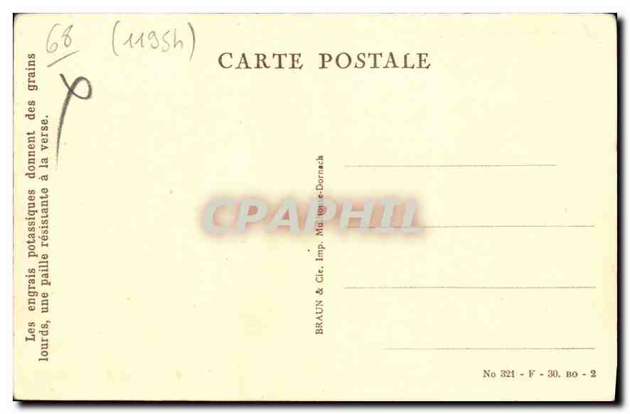 Riquewihr — The Dolder — publisher Braun & Cie, printer Mulhouse-Dorrach, n° 321 — Back