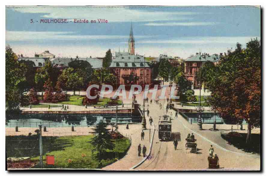 CPA Mulhouse Entree en Ville Tramway