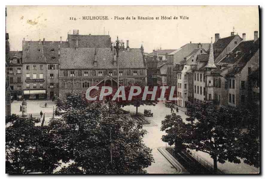 CPA Mulhouse Place de la Reunion et Hotel de Ville 