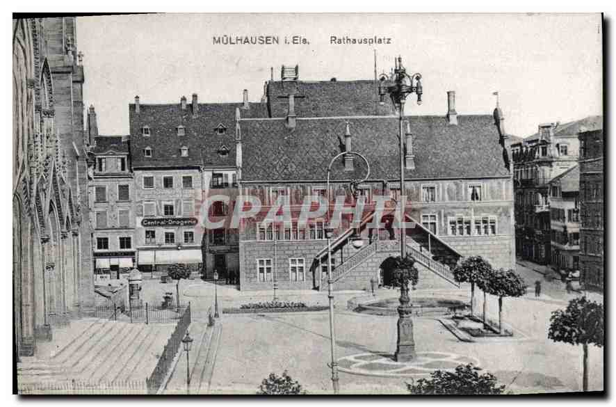 CPA Mulhausen i Els Rathausplatz 