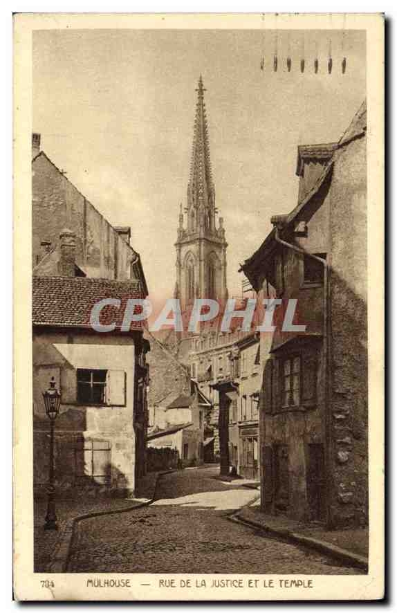 CPA Mulhouse Rue de la Justice et le Temple 