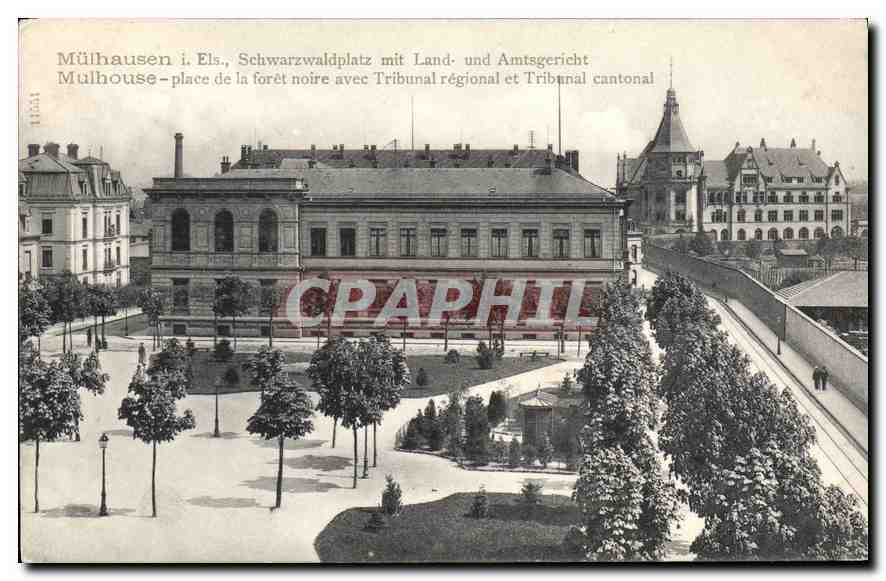 Mülhausen i. Els. — Schwarzwaldplatz with regional court and cantonal court — publisher Original Björnsson Gbr. Zell, Tübingen, no. 68