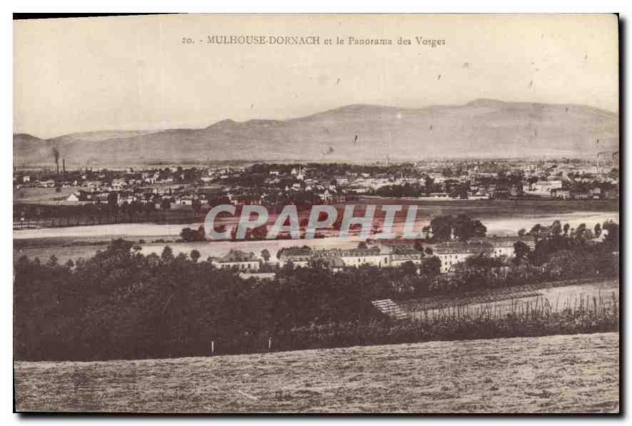 Mulhouse-Dornach et le Panorama des Vosges — CPA n° 20 — éditeur Marquer