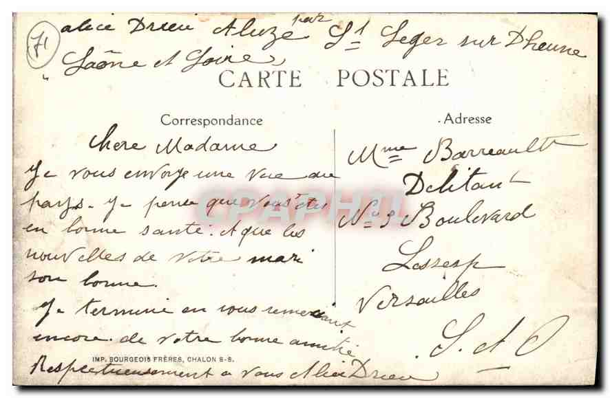 CPA Mercurey Cote des grands Vins — Verso