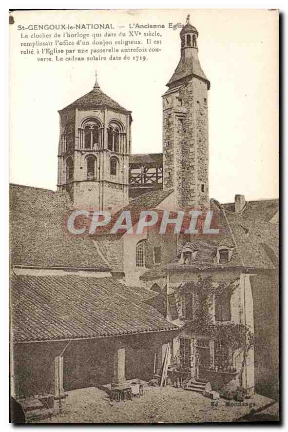 St-GENGOUX-le-NATIONAL — L'Ancienne Église et son clocher d'horloge du XVᵉ siècle — Éd. Mordasge
