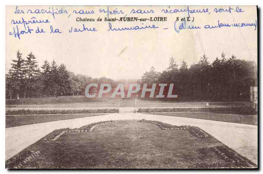 Château de Saint-Aubin-sur-Loire — vue du parc — éditeur anonyme, n° de série 8 et L