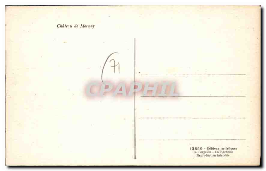 CPA Chateau de Mornay  — Verso