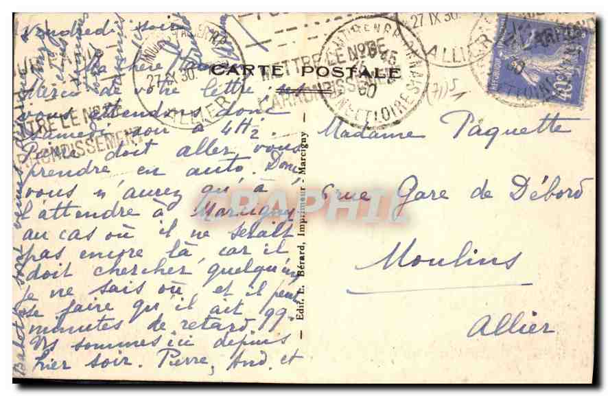 CPA Anzy le Duc Tour de Charies le Temeraire — Rückseite