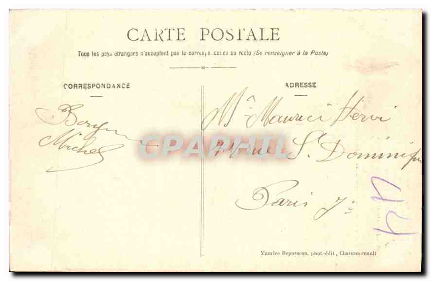 Châteaurenault — La Tour de Carament — Maurice Reposséen, phot.-édit. — Rückseite