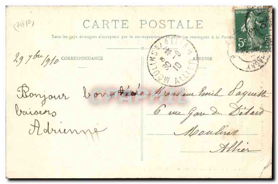 CPA Anzy le Duc L'Eglise  — Verso