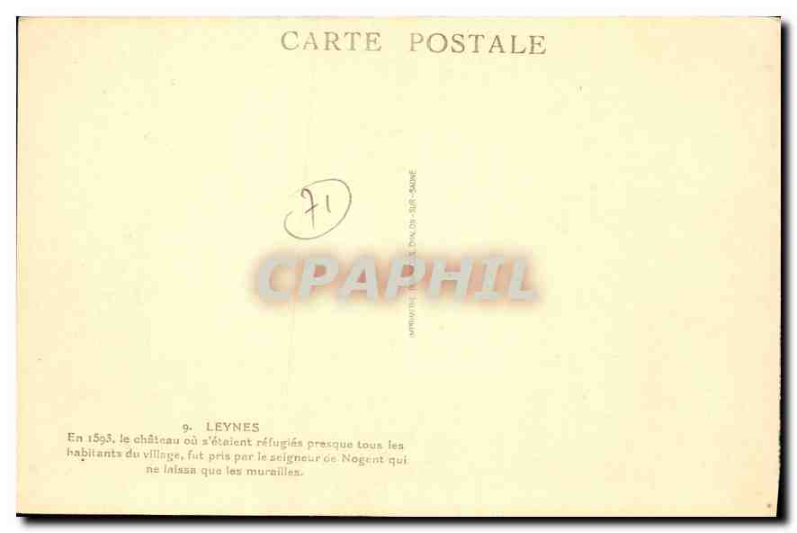 Château de Leynnes — Événement historique — CPAPHIL — Rückseite