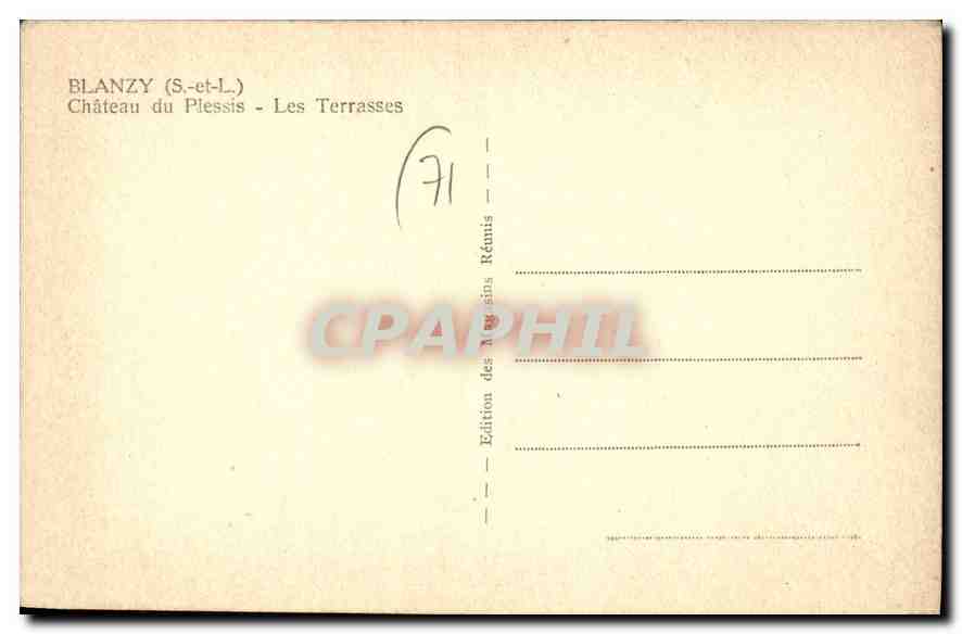 CPA Blanzy S et L Chateu du Plessis Les Terrasses  — Rückseite