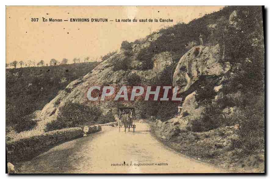 CPA En Morvan Environs d'Autun La route du saut de la Canche 