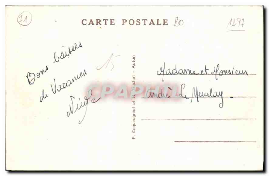 CPA La Comelle sous Beuvray S et L Le jeu et le Mont Beuvray  — Verso