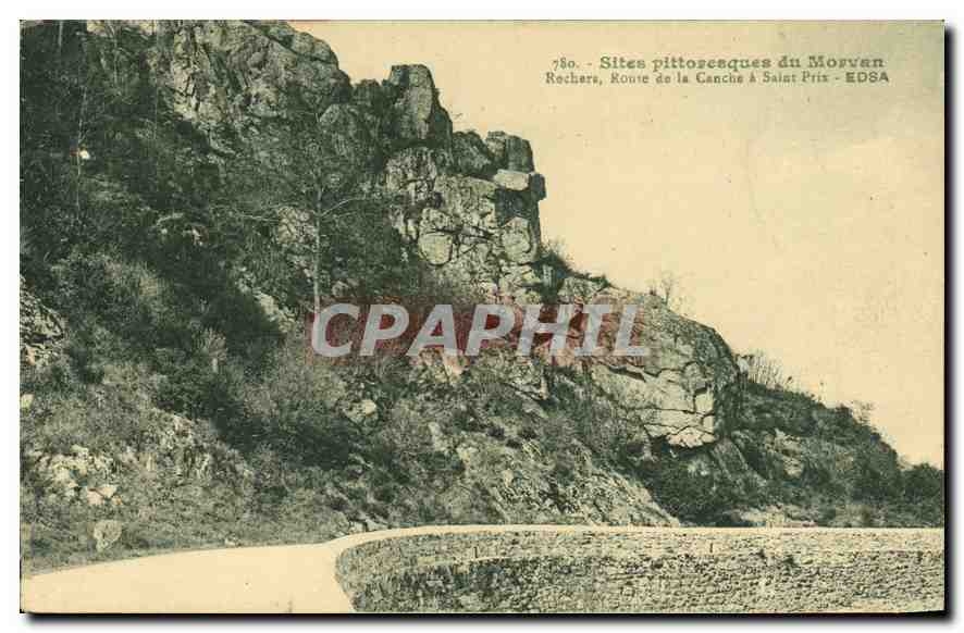 CPA Sites pittoresque du Morvan Rochers Route de la Canche a Saint Pris 