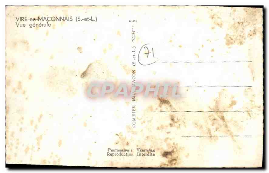 CPA Vire en Maconnais S et L Vue Generale  — Rückseite