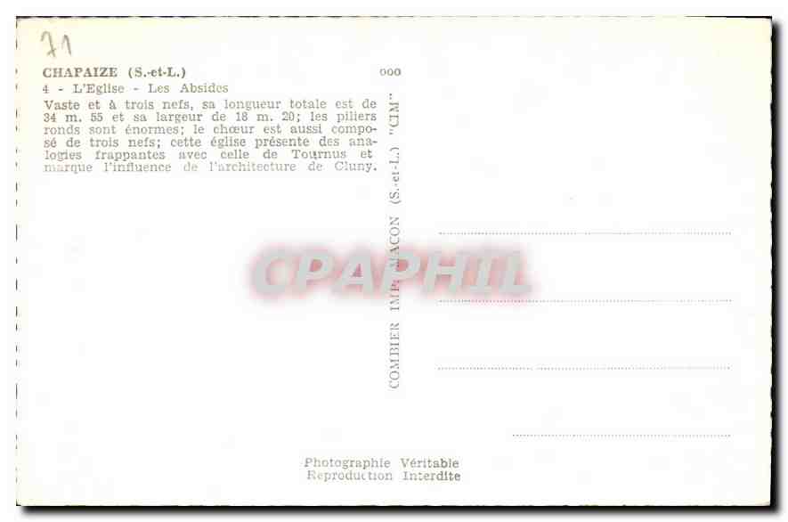 CPA Chapaize S et L L'Eglise Les Absides  — Rückseite