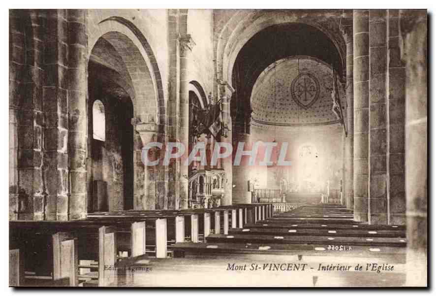 CPA Mont St Vincent Interieur de l'Eglise 