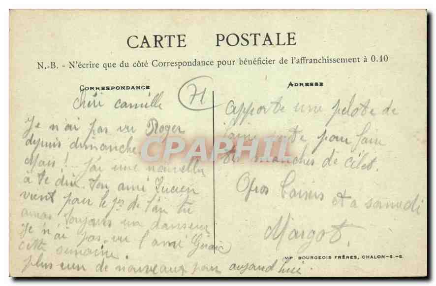 CPA Bourgogne Val d'Or La Vierge  — Rückseite