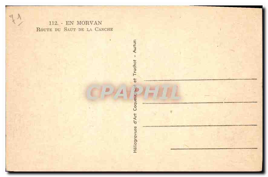CPA En Morvan Route du Saut de la Canche  — Verso