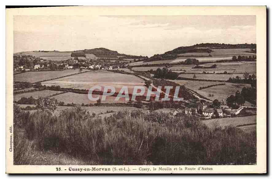 CPA Cussy en Morvan S et L Cussy le Moulin et la Route d'Autun 