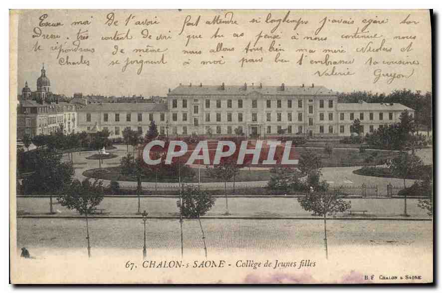 CPA Chalon s Saone Collehe de Jeunes filles 